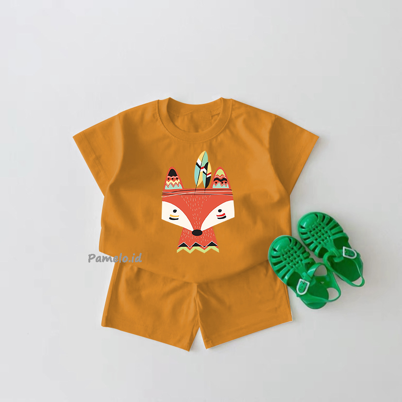 Pamelo.id Set Anak FOX Indian / Fashion Anak / Stelan baju anak / Korea Style / Set Balita / Set Anak Unisex