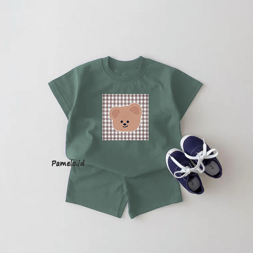 Pamelo.id Set Anak Korean Bear / Fashion Anak / Stelan baju anak / Korea Style / Set Balita / Set Anak Unisex