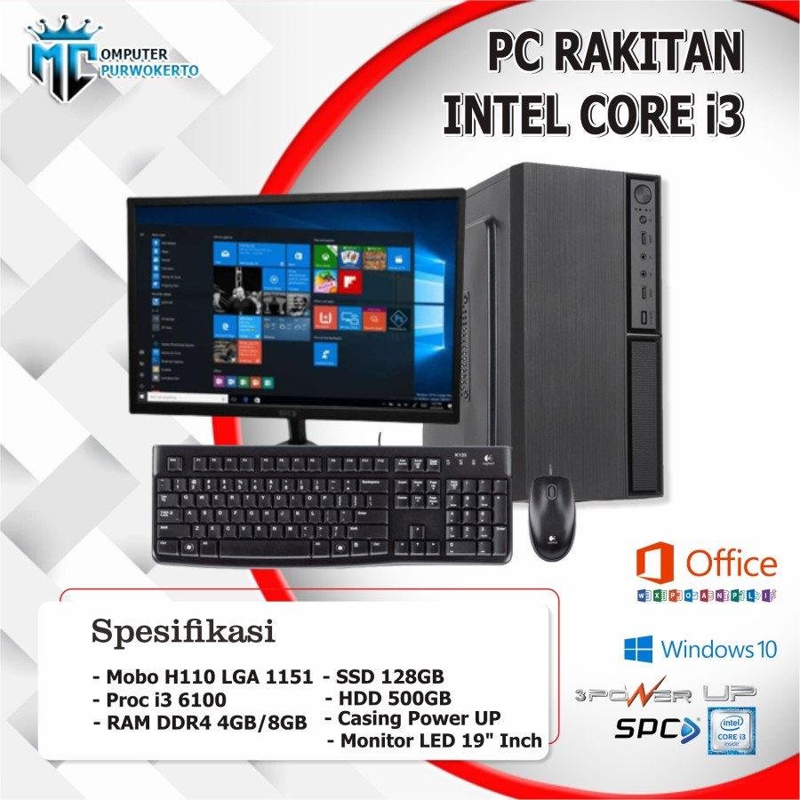 Komputer PC Rakitan H110 Core i3 6100 Warnet/Edit/Game Siap Pakai