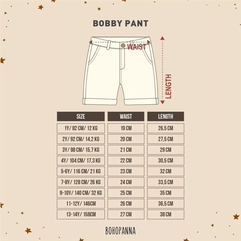 BOHOPANNA - BOBBY PANT BOHOPANNA - CELANA PENDEK ANAK - CELANA CHINOS ANAK