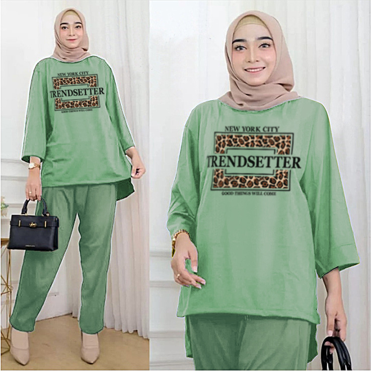 RILLO - ONESET WANITA OVERSIZE BABYTERRY TRENDSETTER ATASAN DAN CELANA / SETELAN TUNIK LD 120 CM