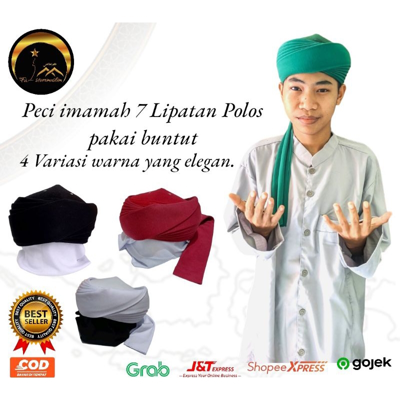 Peci imamah 7 Lipatan polos peci habaib