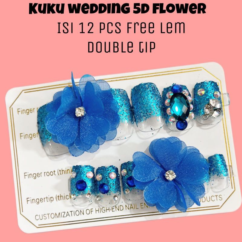 12 PCS KUKU WEDDING 5D FLOWER / NAIL ART FREE LEM