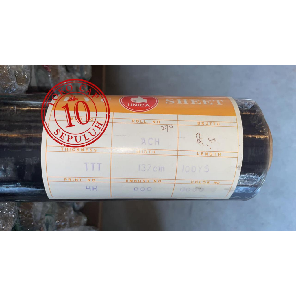 

Mika plastik merek UNICA 0,05 (TTT) 4H (KAKU) lebar 137cm isi 100 yard