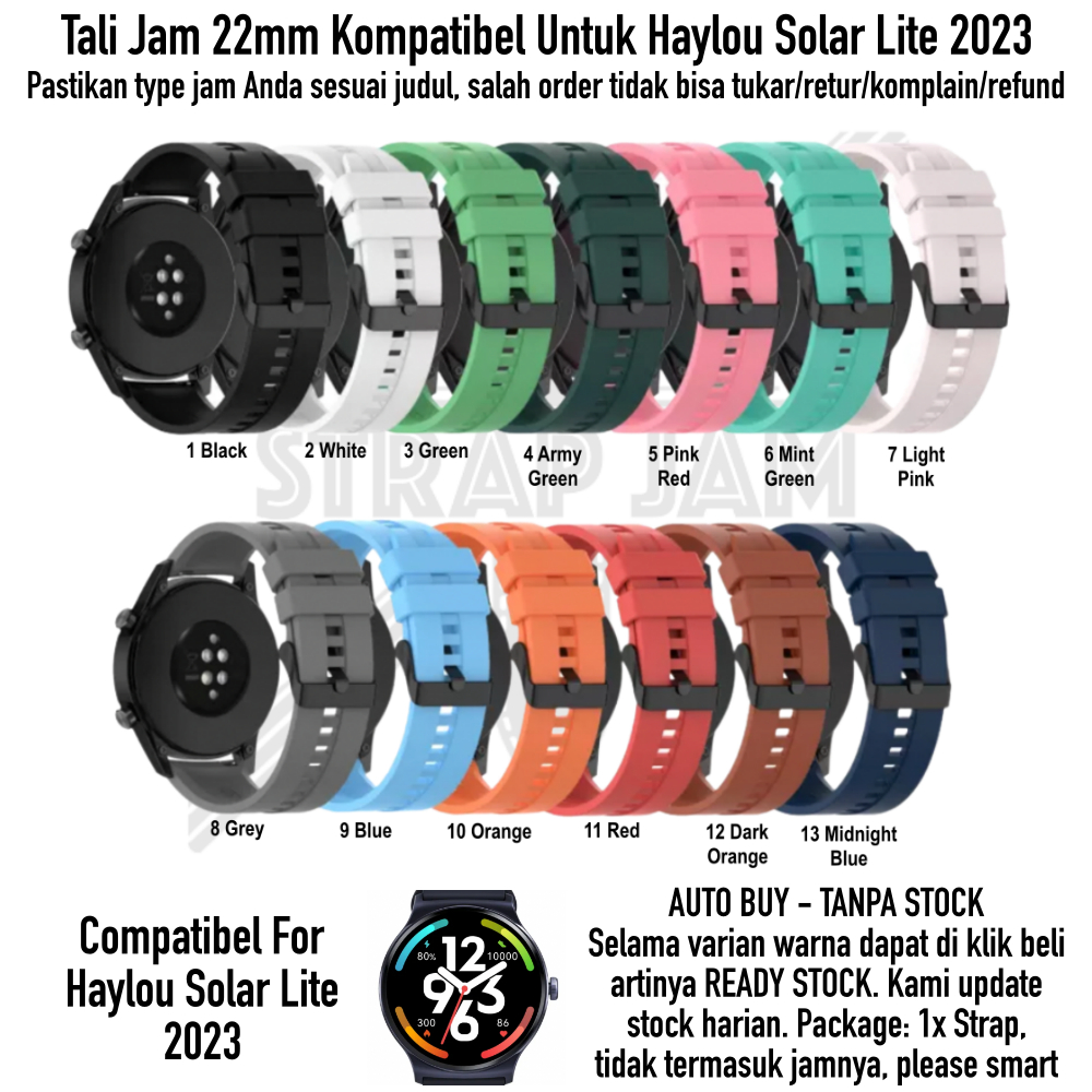 T2E 22mm Strap Haylou Solar Lite 2023 - Tali Jam Pria Quick Release