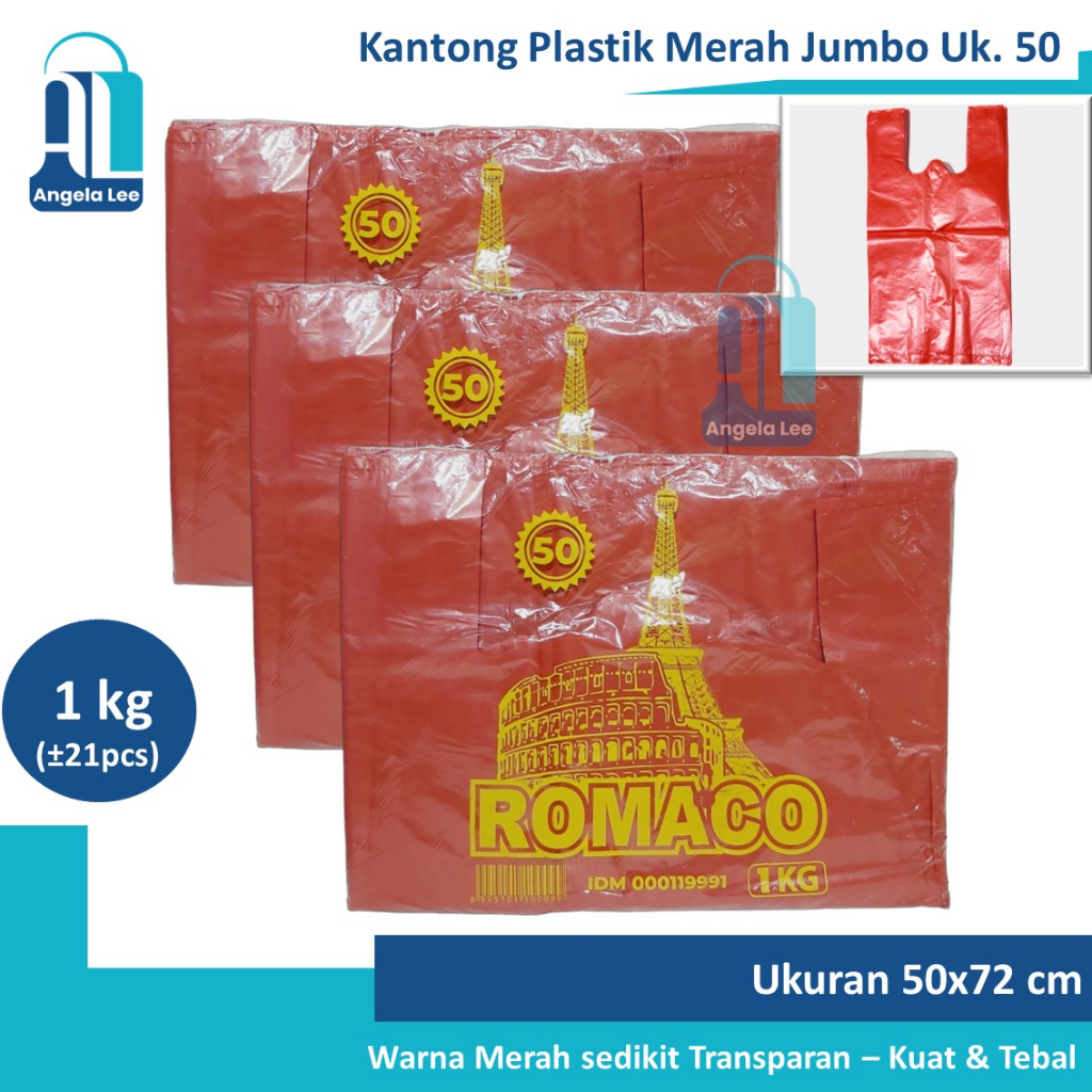 Kantong Plastik Kresek Merah ROMACO Packing Onlineshop Murah spt loco Jumbo 50