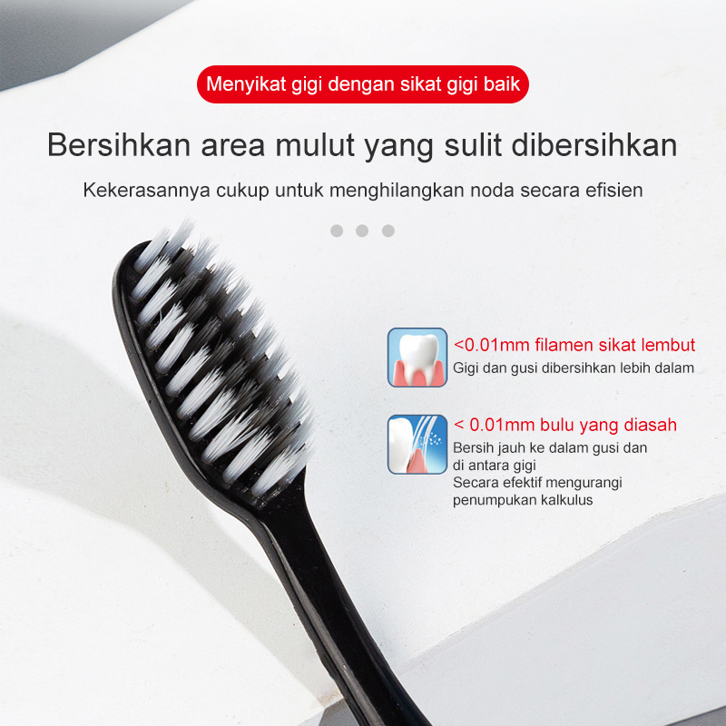 Bambu arang nano rambut halus sikat gigi bulu lembut 4 warna hadiah acak
