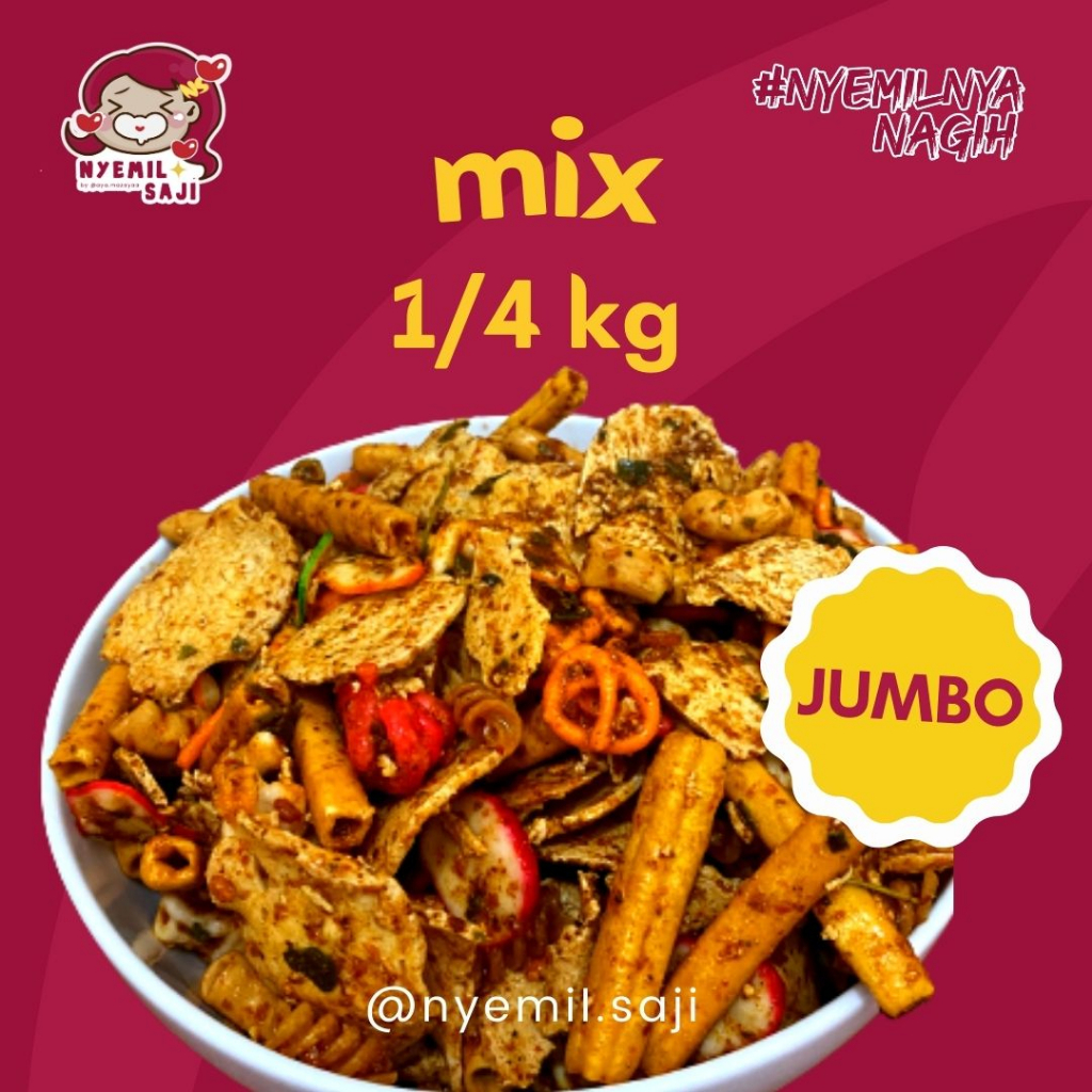 CEMILAN BOX 250 GRAM BASRENG KERUPUK SEBLAK MAKARONI SPIRAL GELUNG MIE KERING @Nyemil.saji