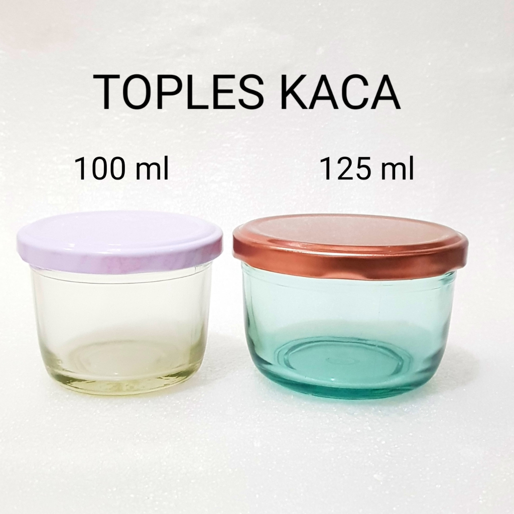 125ML Toples kaca blue Tutup Rosegold  / Toples kaca bulat blue  / Toples Bumbu Dapur (MA-48)