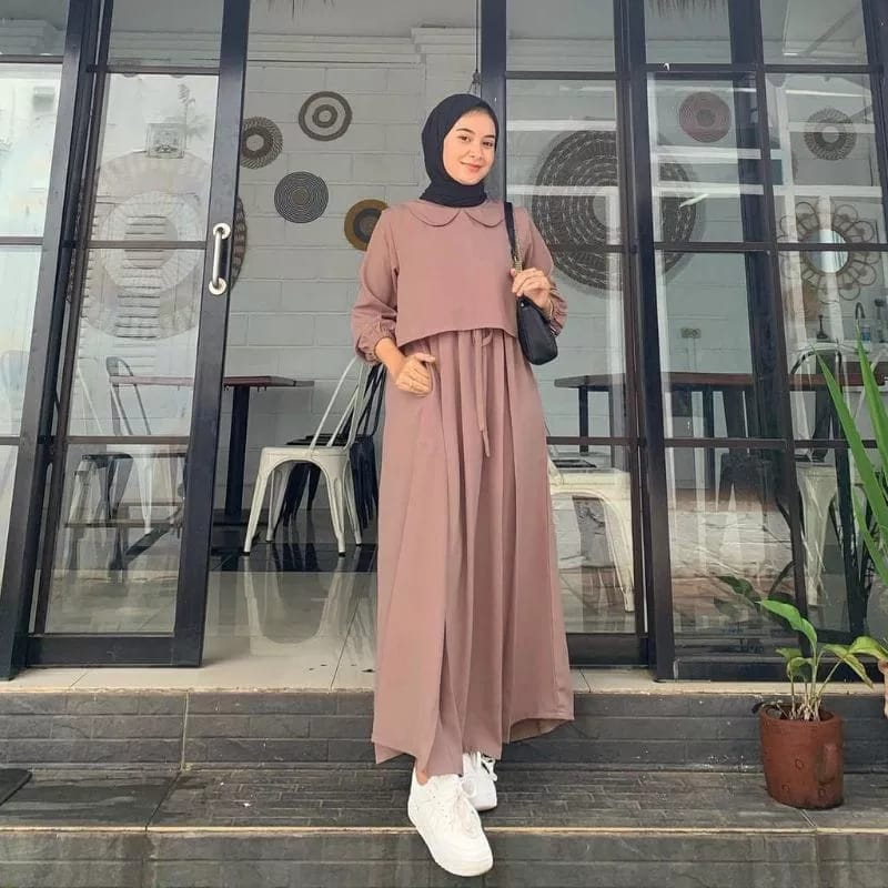 Gamis ZAFINA Bahan Crinkle Airflow Wanita Dewasa Remaja Kekinian Terbaru 2023 Modern Simple Elegan Viral Korean Style Elegan Murah Tapi Mewah