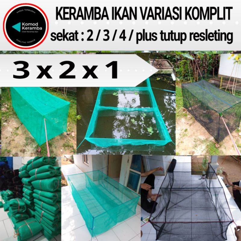 keramba jaring ikan 3x2x1waring /kasa hijau karamba siap pakai