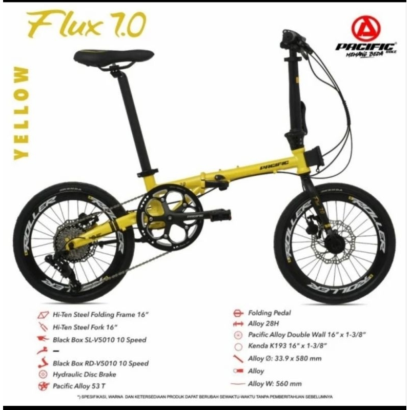 Sepeda Lipat Pacific Flux 7.0 16Inch Rem Hydraulic 10Sp