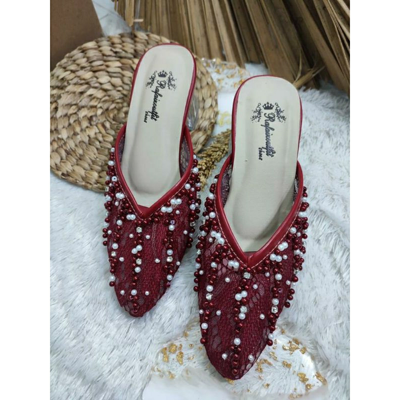 Sepatu wedding pesta Cantik yesika Maroon Hak kaca 5cm