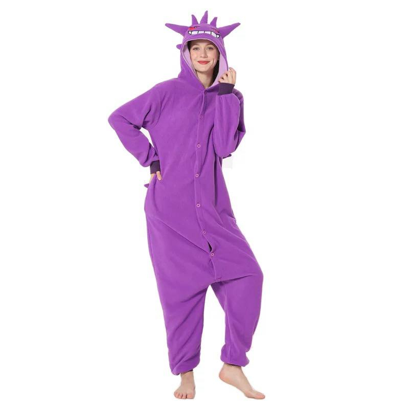 BAJU ONESIE KOSTUM POKEMON GENGAR UNGU DURI PIYAMA COSPLAY KIGURUMI