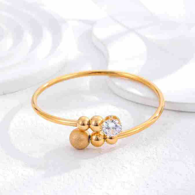 Gelang bangle simple bola pasir zircon titanium import anti karat harga grosir bisa cod