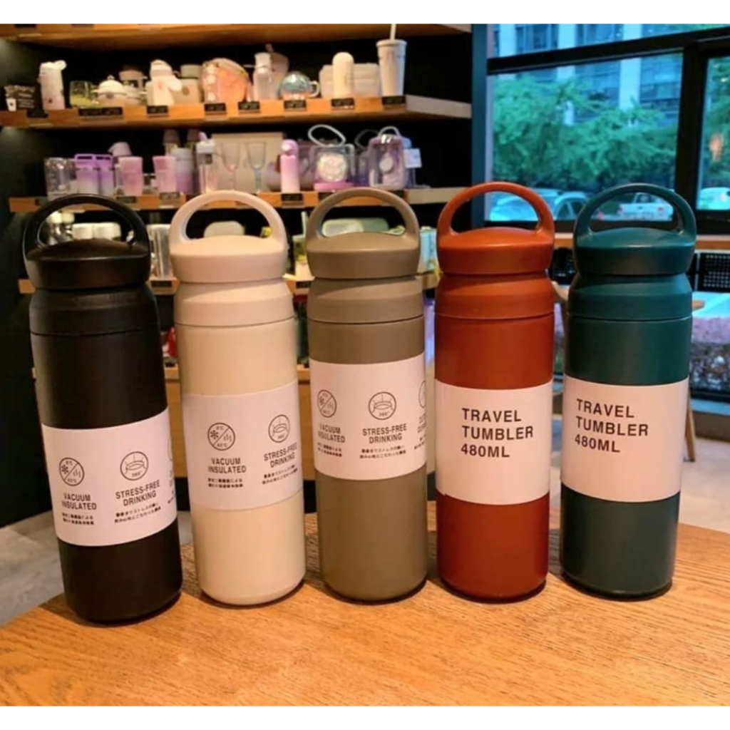 Termos-Tumbler Stainless Steel 1035 500ml Warm Handle Vacuum Flask-Tumbler Gagang Japan Hook Travel Air Minum Tahan Panas&amp;Dingin