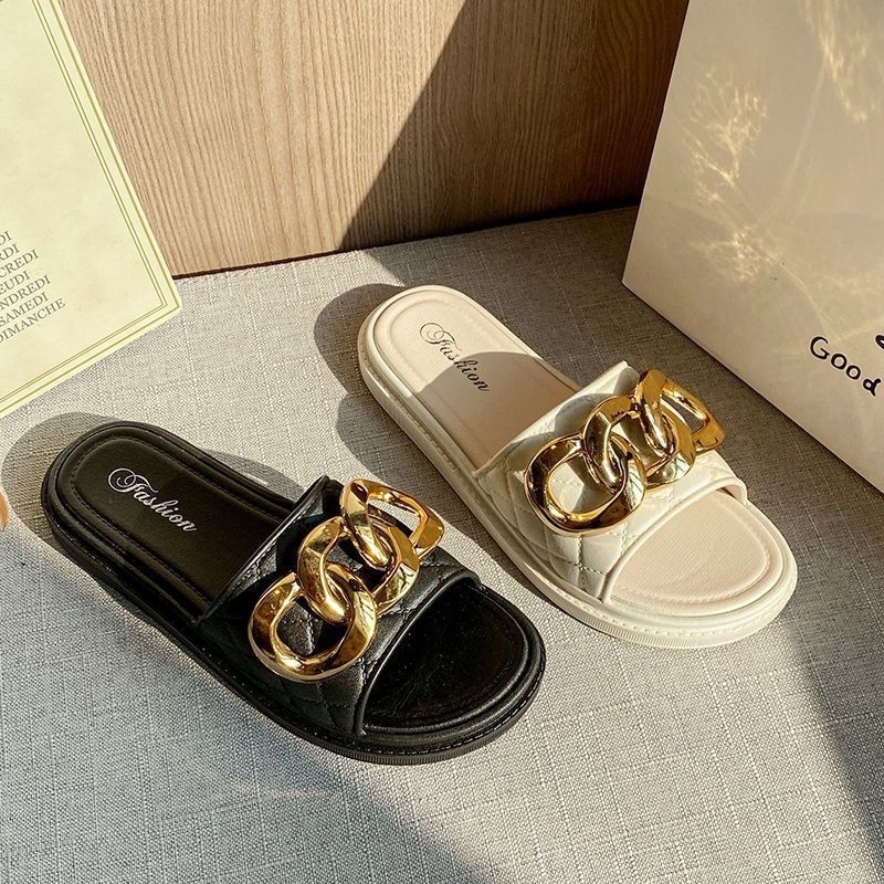 New Sandal Jelly Slop Fashion Korea Rantai Celina Import High Quality RF