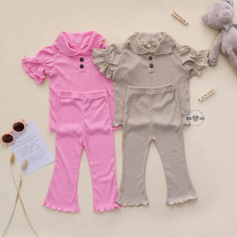 Baju Setelan ROCELLA Anak Perempuan Lekmong Crinkle Airflow Premium 2-6 Tahun Dengan Rok Celana Cewek