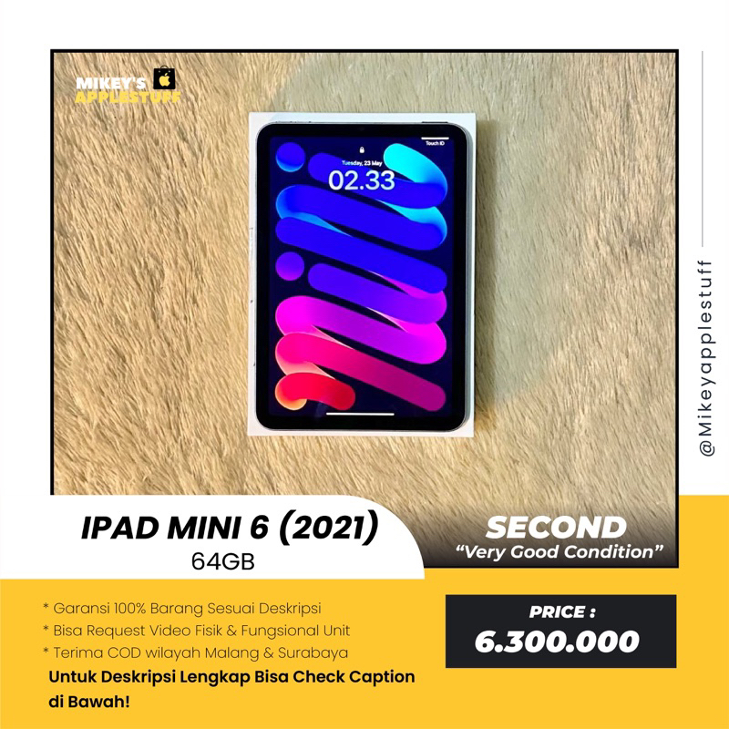 iPad Mini 6 64GB Purple Fullset Mulus