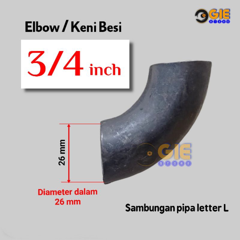 Elbow Keni elbo Pipa 3/4 inch in sambungan pipa letter L Ornamen Pagar dan Tralis besi tempa