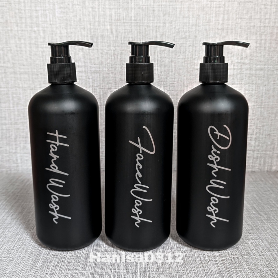 Botol Sabun Cair Pump 500ml Aesthetik Hitam Doff Pump Lotion Hitam