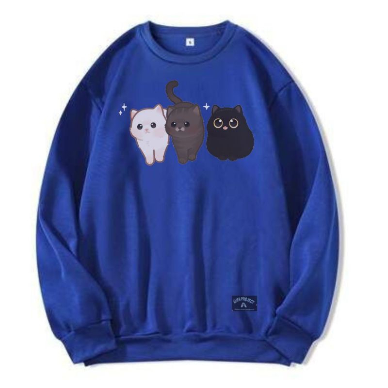 cat crewneck cat sweteer cat sweater sweatshirt sweater kucing