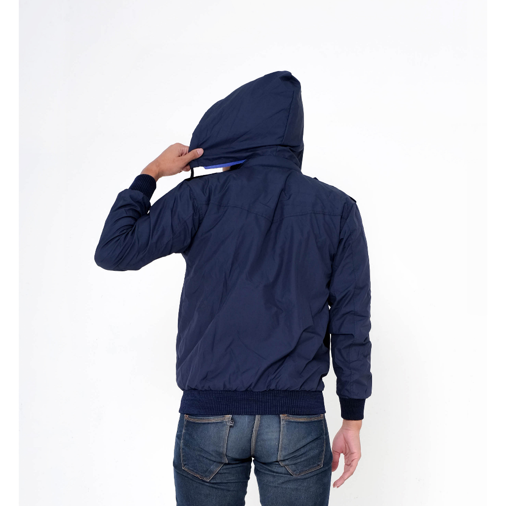 Justrue Jaket Parasut Pria Polos Waterproof Navy