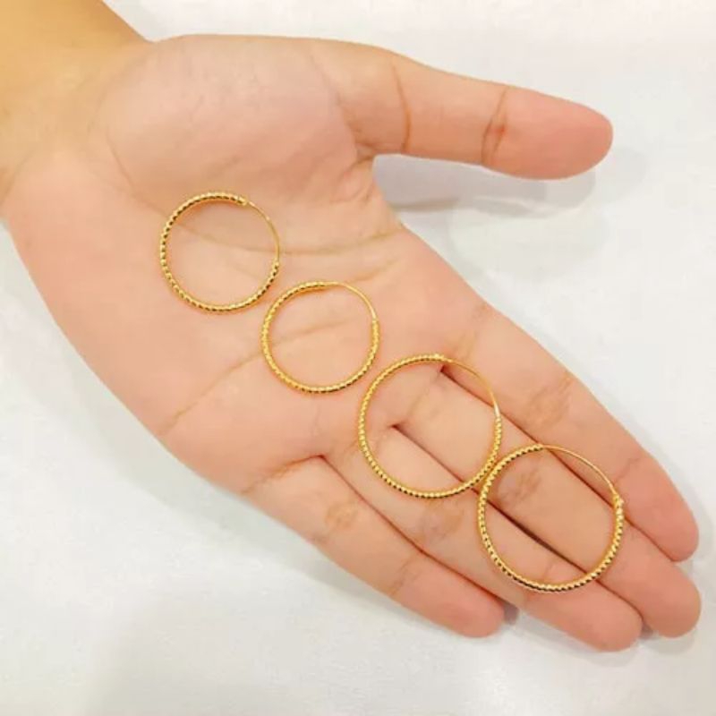 Anting Gipsy Bulat Besar Motif Lapis Emas