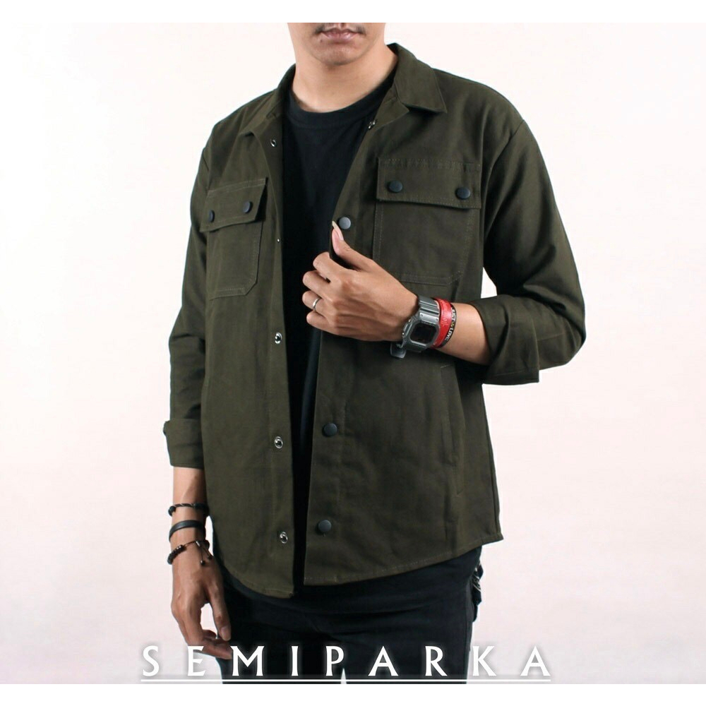 Justrue Jaket Semi Parka Pria Army