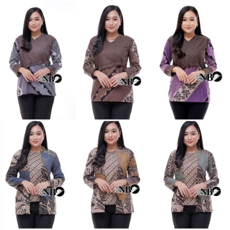 BATIK WANITA BLOUSE KERJA BLUS KANTOR ATASAN BATIK MODERN