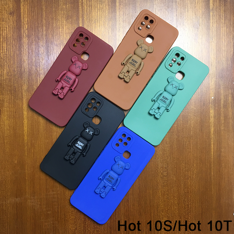 Holder SoftCase Infinix Hot 10 Play Hot 11 Play Hot 11 Hot 11S NFC Hot 10S Hot 10T Casing Stand Bentuk Beruang Penyangga Hp Soft Case