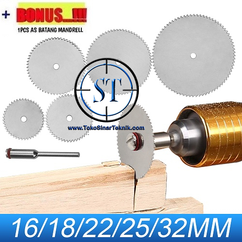 5 Pcs Mata Gergaji Potong Kayu Triplek Untuk Mini Grinder gerinda Mini Bor Drill  Circular Saw Cutting Disc + 1 Batang As Shank Mandrel