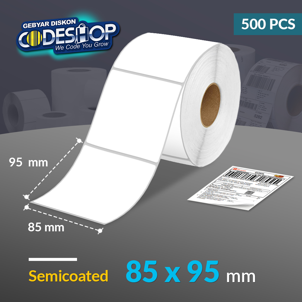 

Codeshop Label Semicoated 85 x 95 mm 1 Line Stiker Printer Barcode Core 1 Inch Isi 500 Pcs