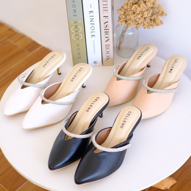 𝗖𝗘𝗟𝗟𝗘𝗡𝗘 Ghea Heels / sepatu pesta kondangan wedding wisuda 5cm selop