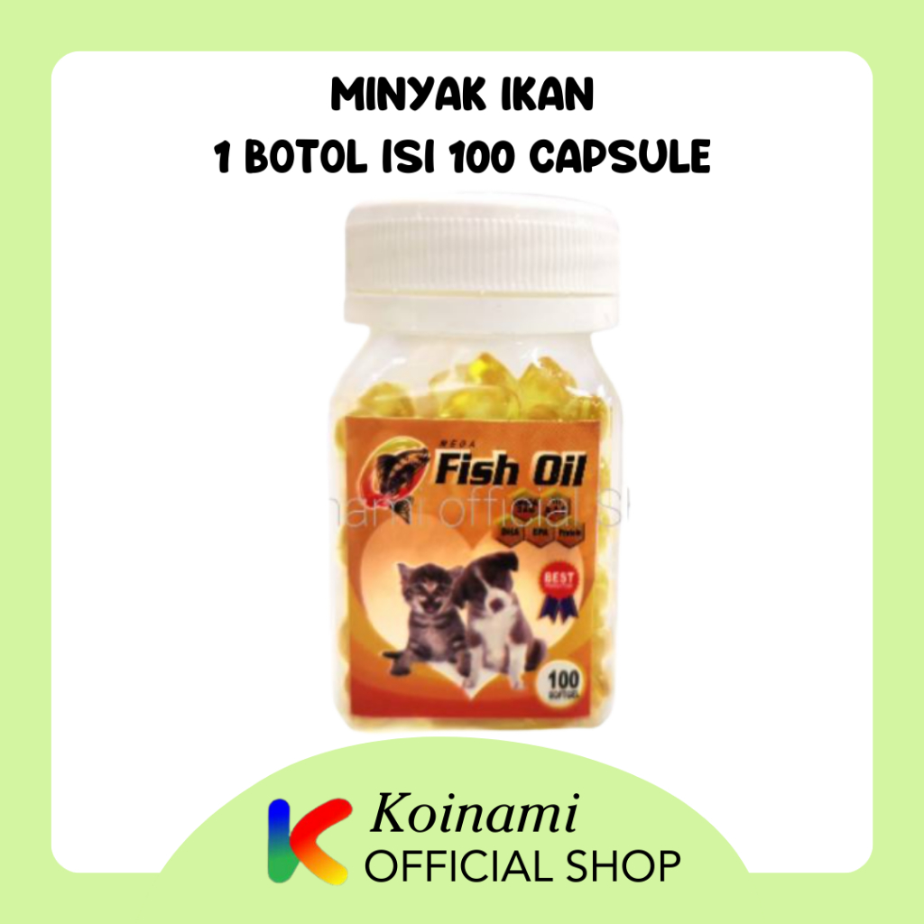 MINYAK IKAN @ 1 BOTOL isi 100 caps / fish oil / vitamin BULU / nafsu makan  / btm