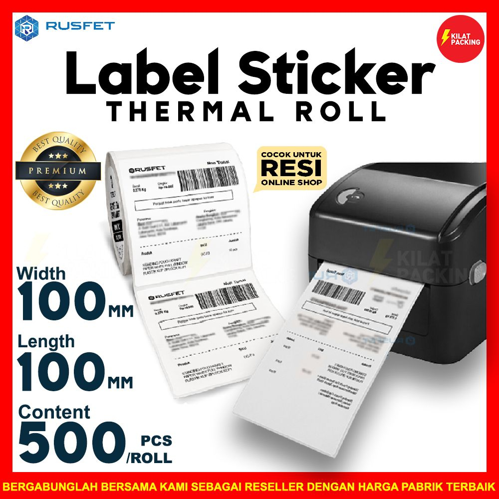 

Label roll thermal stiker thermal rusfet satuan resi online A6 500pcs