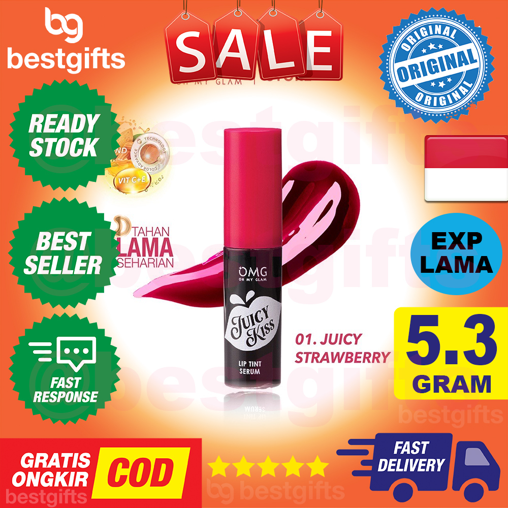 OH MY GLAM OMG JUICY KISS LIP TINT SERUM TAHAN LAMA DAN MENUTRSISI BIBIR 5.3 GRAM