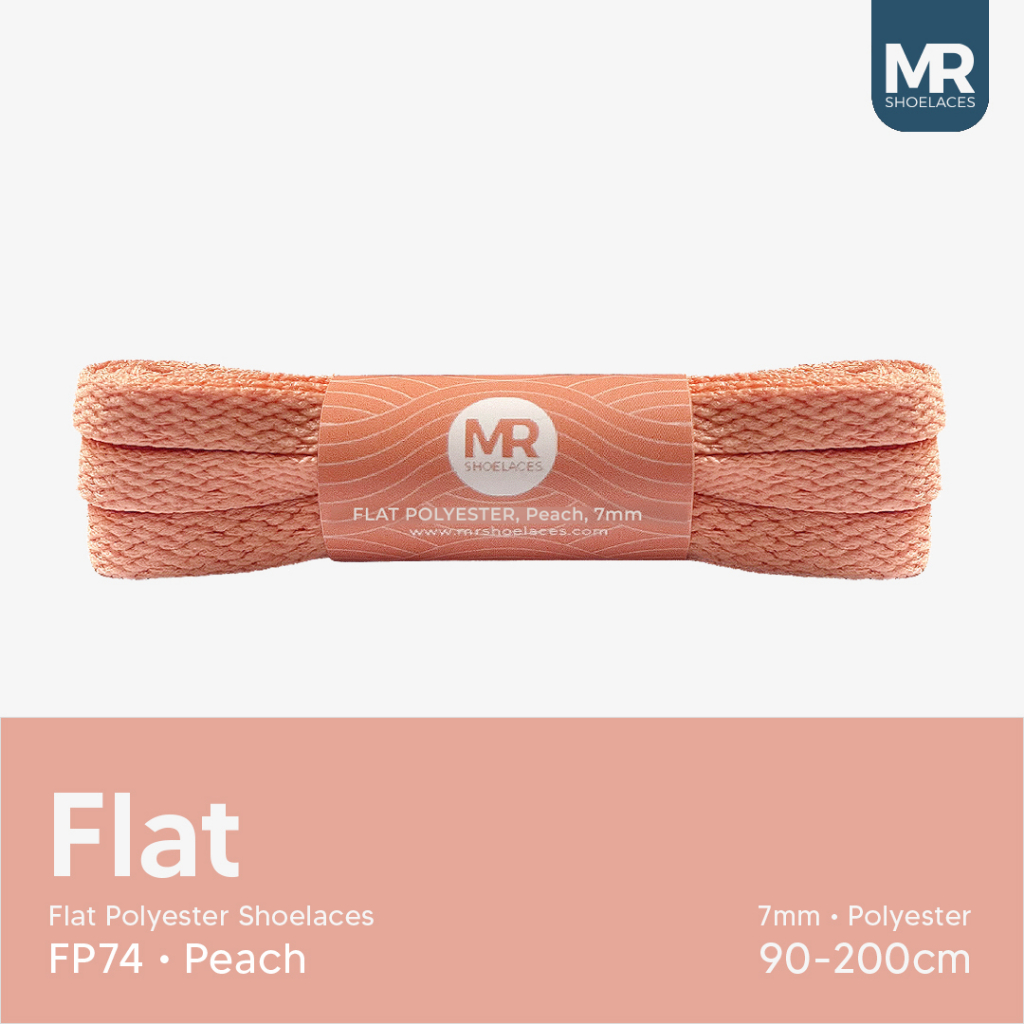 MR Shoelaces FP74 Peach (Pink Peach) Sepatu Pipih Flat 7mm 90cm 100cm 120cm 130cm 140cm 150cm 180cm 200cm