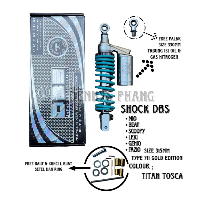 SHOCKBREAKER DBS ORIGINAL TYPE G-SPORT SERIES 711 TABUNG ATAS MATIC SINGLE SHOCK BEAT VARIO SCOOPY GENIO LEXI FINO MIO XEON X-RIDE SOUL FAZZIO MIO GEAR MIO J MIO M3 DLL / SHOCK TABUNG ATAS G-SPORT MATIC SINGLE SHOCK