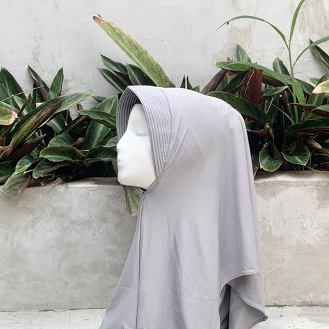Hijab Bergo sport nutup dada // Hijab sport volly jumbo jersey premium-silver