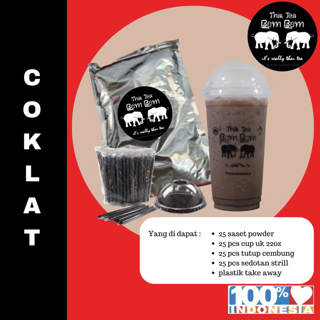 

BUBUK MINUMAN RASA COKLAT - 1 PAKET - THAI TEA BOM BOM