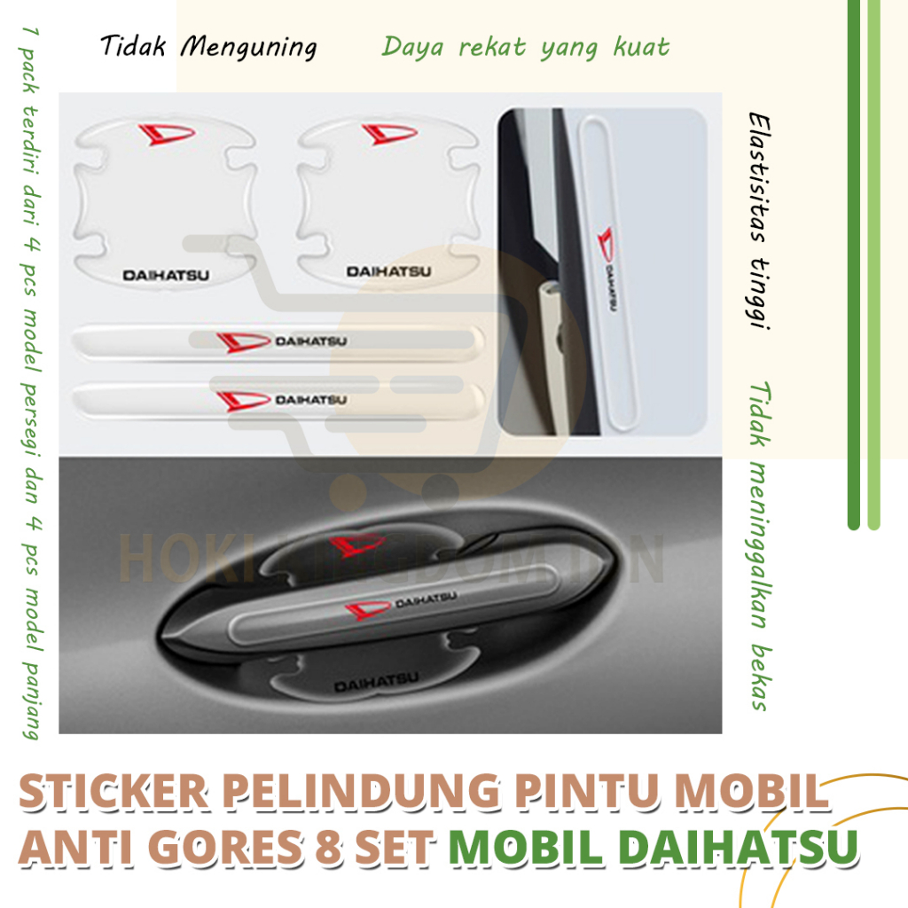 Stiker Pelindung Gagang Pintu Mobil Anti Gores 8set