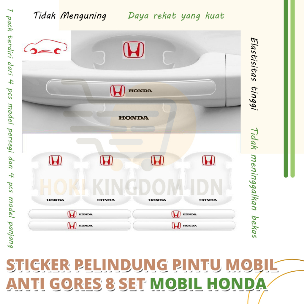 Stiker Pelindung Gagang Pintu Mobil Anti Gores 8set