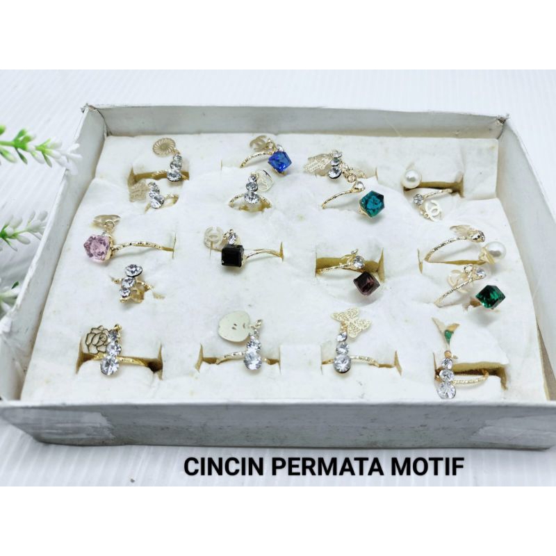 Cincin motif/Cincin permata motif/Cincin elegan harga/pcs