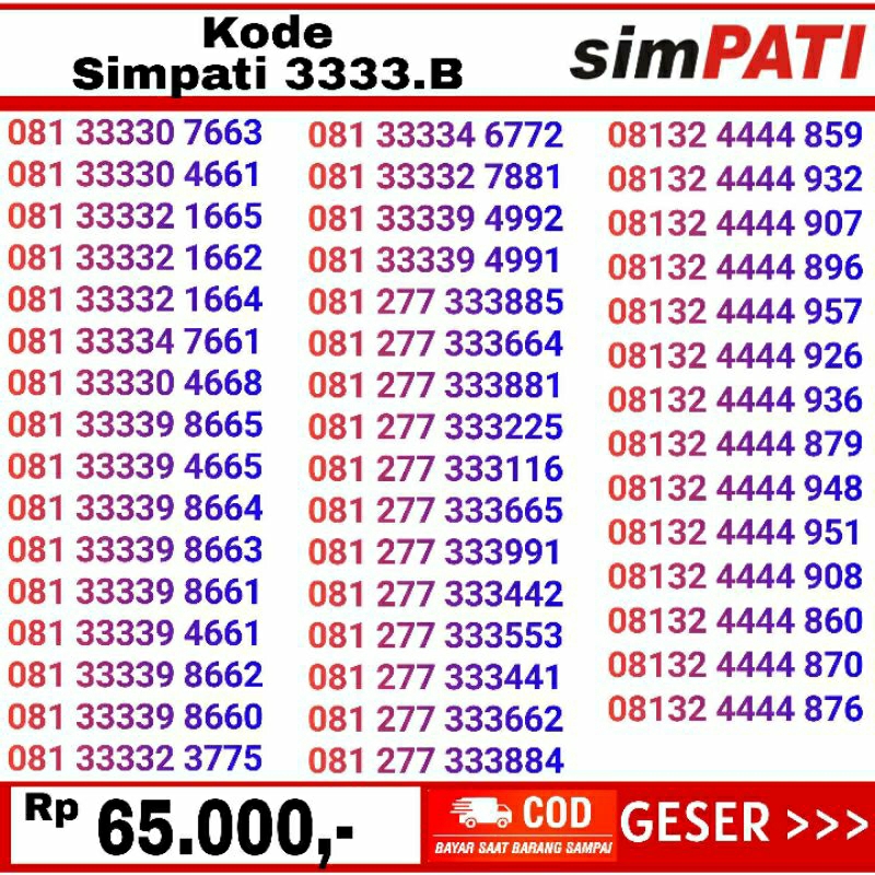 nomor cantik telkomsel simpati seri 3333 murah 081