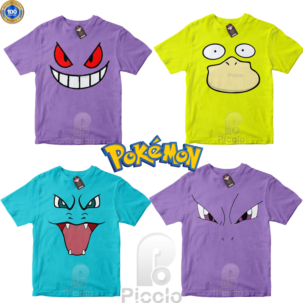(FREE NAMA) BAJU KAOS ATASAN SETELAN ANAK MOTIF KARAKTER POKEMON UNISEX bahan cottun