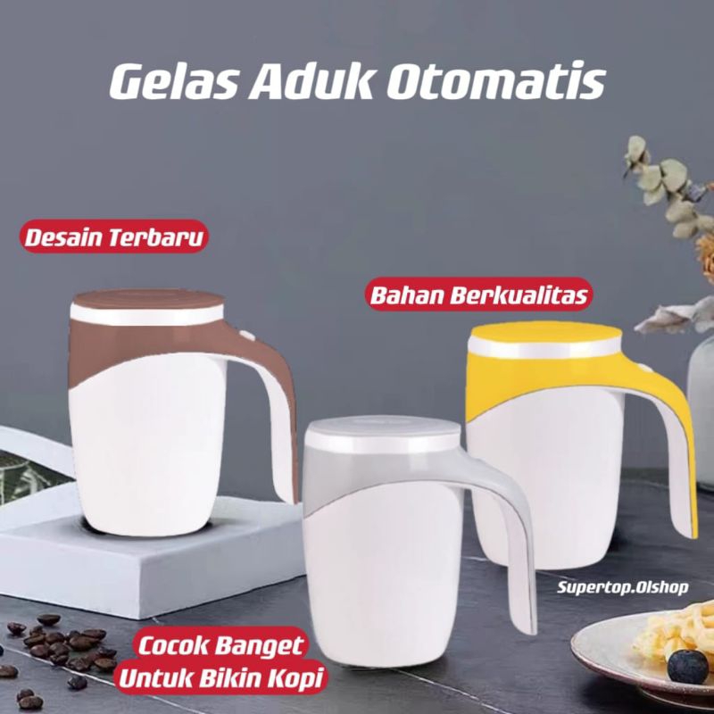 Gelas Aduk Otomatis/Cangkir Kopi Teh/Self Stirring Cup/Mug⭐ Supertop ⭐