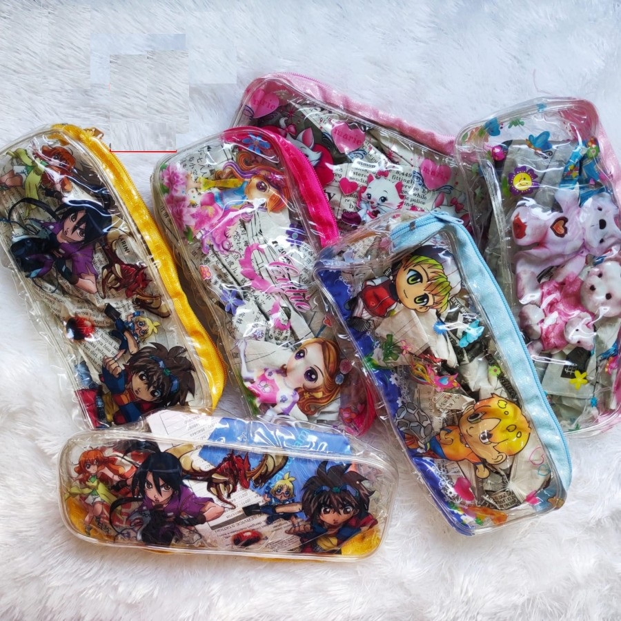 Tempat Pensil / Kotak Pensil Anak Sekolah Bahan Plastik Motif kartun cakep lucu / Stationery Murah Meriah Awet