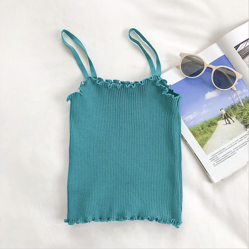 Tanktop Kriwil / Korean Knit Tank top Import 100% / Tanktop Rajut / Ruffle Tanktop Tali kriwil