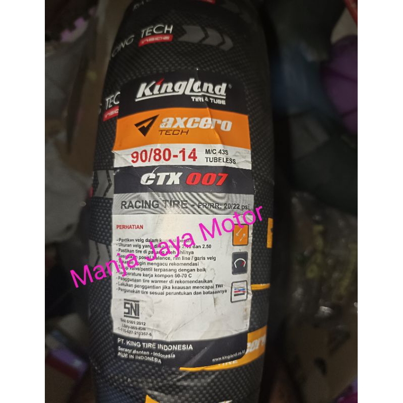 Ban tubeless Kingland Racing compound Axcero 007 90/80-14 for vario 125/mio smile/fino/vario 150/110/Beat street/pop/f1/scoopy karbu/f1/spacy karbu/f1/mio m3/Dll